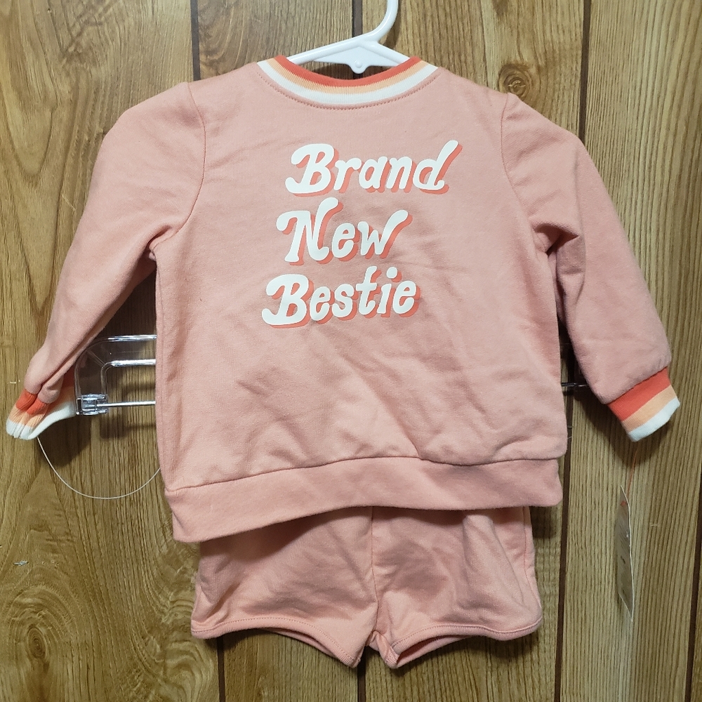 Infants "Brand New Bestie"  2 Piece Set Size 6-9 Months Coral New